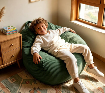ENBAOHUI Bean Bag Chairs with Memory Foam Chairs for Kids Teens Toddler Faux Fur Sofa Chair with Handle Light Pink 37"D x 37"W x 24"H