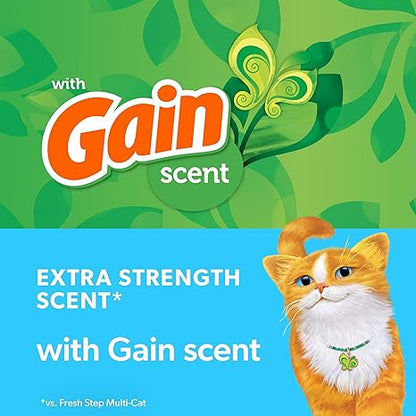 Fresh Step Clumping Cat Litter with Febreze Gain Scent, Long Lasting Odor Control Kitty Litter with Activated Charcoal, Low Dust Formula, 14 lb
