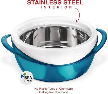 Pinnacle Large Insulated Casserole Dish with Lid 2.6 qt. Elegant Hot Pot Food WarmerCooler -Thermal SoupSalad Serving Bowl Stainless Steel Hot Food ContainerBest Gift Set for Moms Holidays Teal