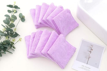 12 Pack Baby Washcloths - Extra Absorbent and Soft Wash Clothes for Newborns, Infants and Toddlers - Suitable for Baby Skin and New Born - Microfiber Coral Fleece 12x12 Inches, Violet Purple