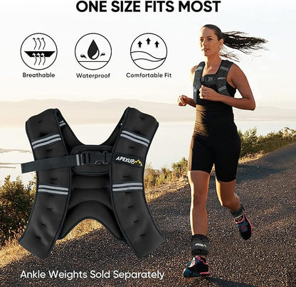 APEXUP Weighted Vest with 10lbs Weights and Reflective Stripe, Weight Vest Men Women for Workout, Strength Training, Running