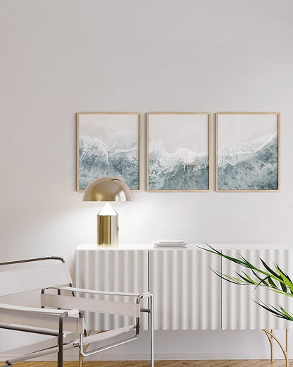 Haus and Hues Beach Pictures Wall Art - Set of 3 Modern Wall Art, Beach Art Posters For Room Aesthetic, Coastal Wall Decor, Minimalist Blue Wall Art, Wall Decor for Bedroom Aesthetic (12x16, Unframed)