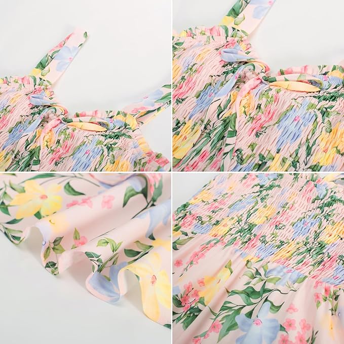 GRACE KARIN Women's 2025 Summer Floral Boho Dress Square Neck Strapped Swing A Line Sundress Beach Long Maxi Outfits