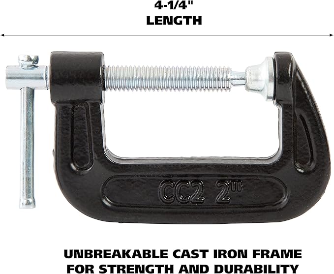 GreatNeck CC2 2-Inch C-Clamp, Automotive and Wood Clamps, Wood Working Tools and Welding Clamps, C Clamps for Home Improvement and Automotive Repair