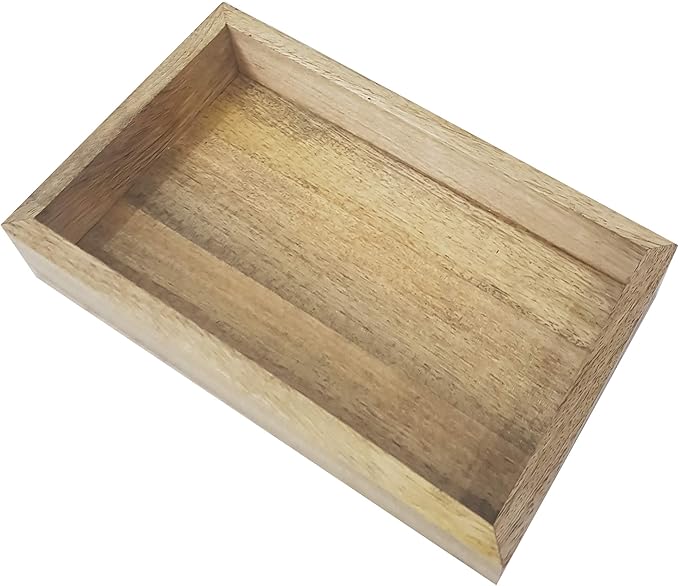 Wood Serving Tray Home Decorative Wooden Rectangle Antique Handmade Mango Wood Guest Towel Holder Vanity Tray Bathroom Accessory Trays Brown 10 x 6 inches