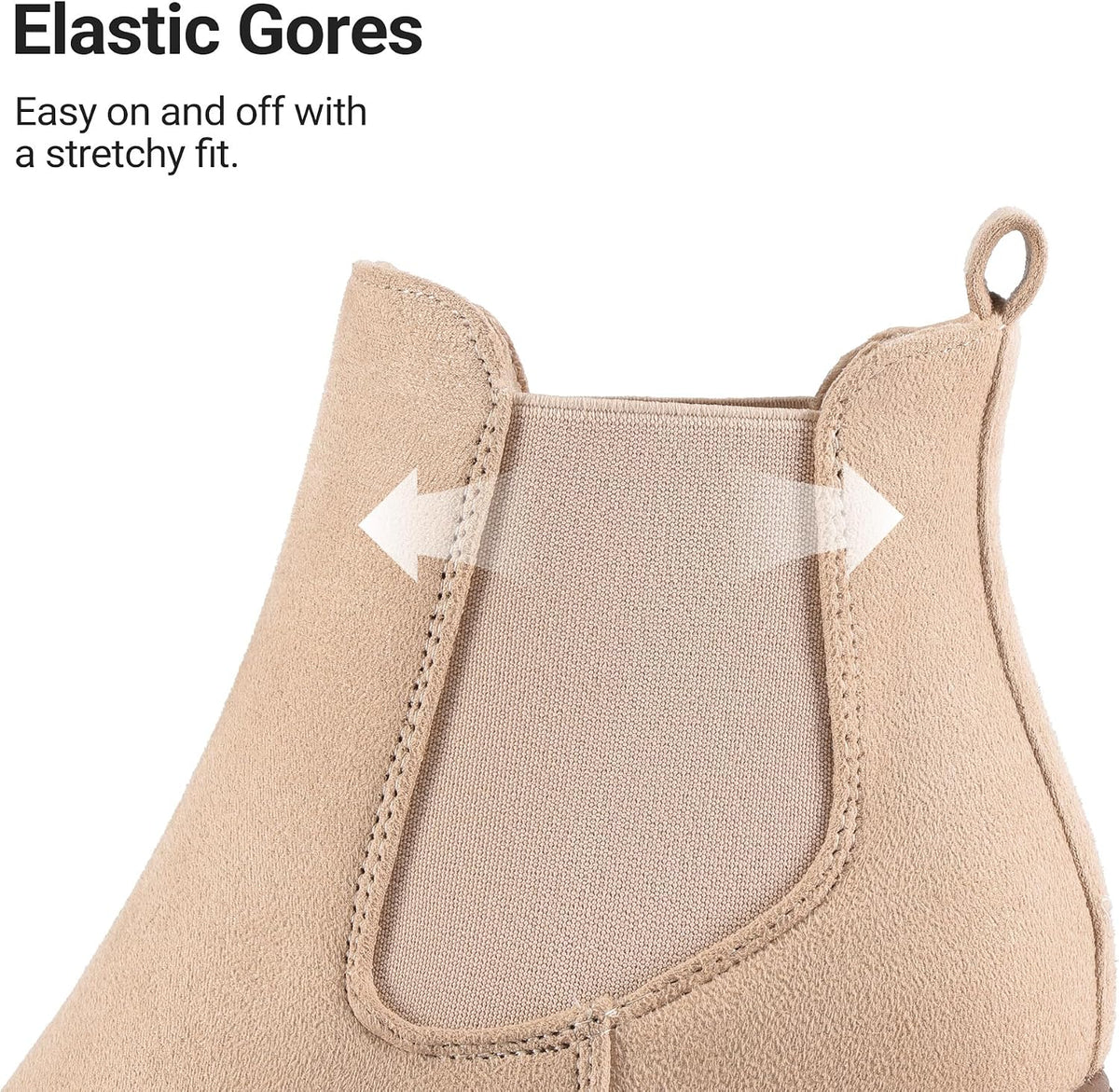 Women's High Chunky Heel Chelsea Ankle Boots Slip On Elastic Fall Heeled Booties Shoes