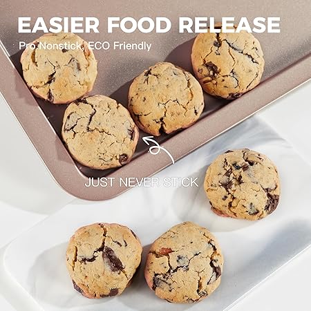 HONGBAKE Cookie Sheets, Baking Sheet Set, Nonstick Oven Pan with Wider Grips, 3 Pack HalfJelly RollQuarter Baking Tray, Premium  Dishwasher Safe