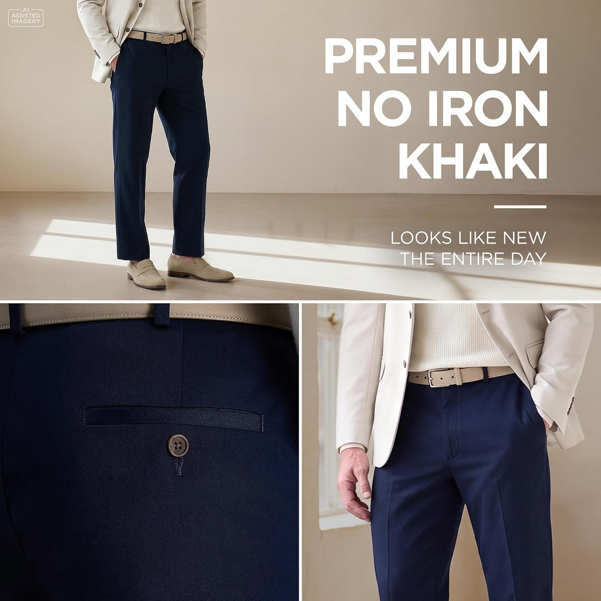 Haggar Men's Premium No Iron Khaki Classic Fit Flat Front Casual Pant