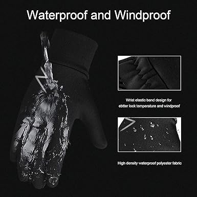 Kids Winter Gloves Back Water Repellent Touchscreen Warm Fleece Anti-slip for Boys Girls Teen 3-15 Years