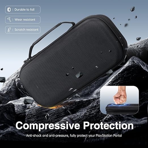 Carrying Case for PS5 Portal, 4 In 1 PS Portal Accessories with 1 Screen Protectors and Clear Protective Case, Protective Hard Shell Carrying Case, 1set key cap