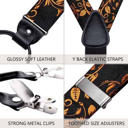 Dubulle Visit the Store 4.6 4Suspender and Bow Tie for Men Paisley Solid Mens Suit Braces Pretied Bowtie and Handkerchief Cufflinks Formal Wedding