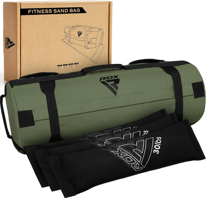 RDX Sandbag for Fitness Weights Training, Unfilled Power Bags with Handles, 5-200 LBs Adjustable Weighted Slam Bag for Strength Powerlifting Running Heavy Workout Home Gym Exercise, Sold AS UNFILLED