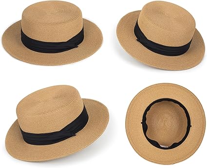 Womens Beach-Sun-Straw-Hat - Travel Wide Brim Fedora Straw Beach Hat Panama Summer Hat
