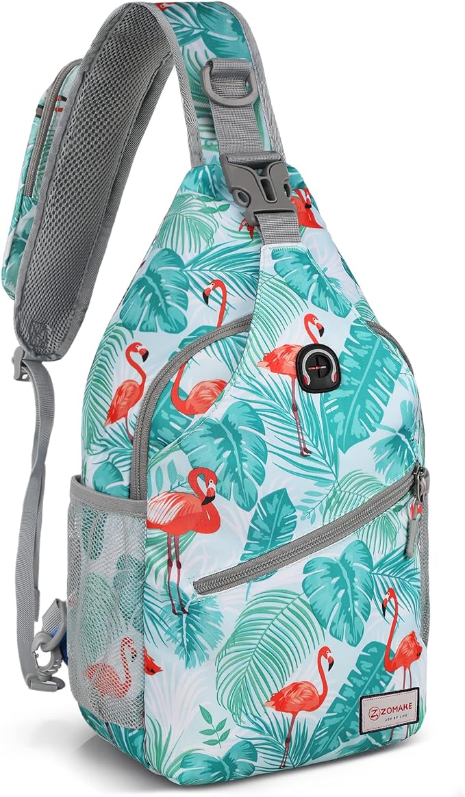 ZOMAKE Sling Bag for Women Men, Small Crossbody Sling Backpack, Mini Water Resistant Shoulder Daypack for Travel, Anti Thief Chest Bag for Hiking, Sports(Cat's Head Light Blue)
