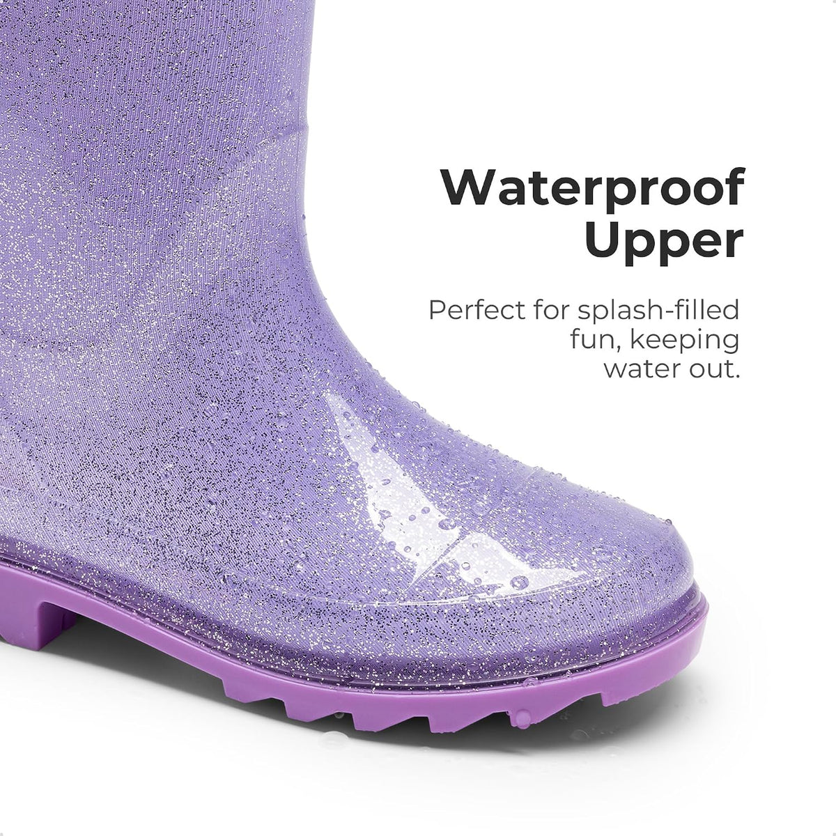 DREAM PAIRS Kids Glitter Rain Boots | Waterproof,Easy-on handles,Lightweight,Non-Slip sole,Rain puddle outdoor play,Girls Boys Toddler