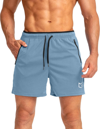 G Gradual Men's Gym Workout Shorts Zipper Pockets 5" / 7" Quick Dry Breathable Runing Athletic Short for Men