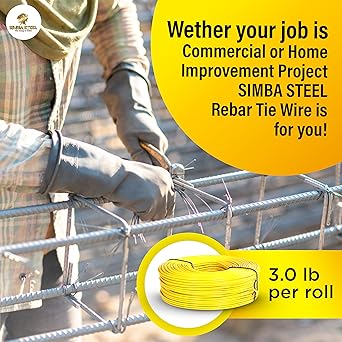 PVC Rebar Tie Wire  16 Gauge  3.0lb Roll  Approx. 300 ft Length  Rust-Proof PVC Coated  Excellent Strength  Flexible  Durable (Yellow PVC Coated, Pack of 1)