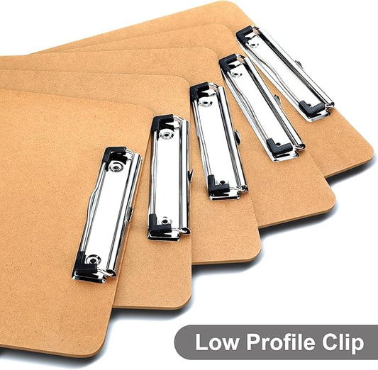 Wood Clipboards Set of 2, Letter Size Hardboard Clip Board 8.5x11 for Classroom, Students, Kid, A4 Standard Size 9" x 12.5" with Low Profile Clip, Office  School Supply
