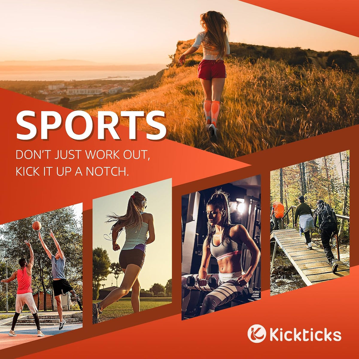Kickticks 2 Pairs Compression Socks for Woman & Man Unisex 20-30mmHg Knee high Plus Size Wide Calves for Flying Running (Blue and Green only)