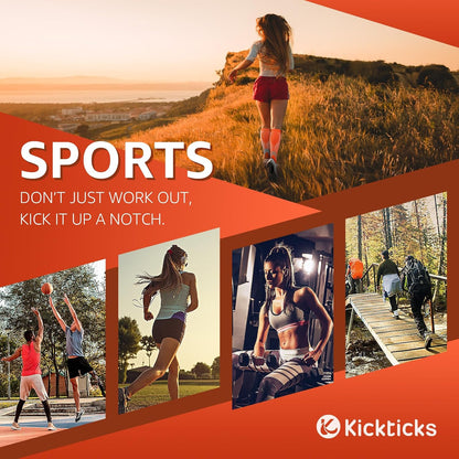 Kickticks 2 Pairs Compression Socks for Woman & Man Unisex 20-30mmHg Knee high Plus Size Wide Calves for Flying Running (Blue and Green only)