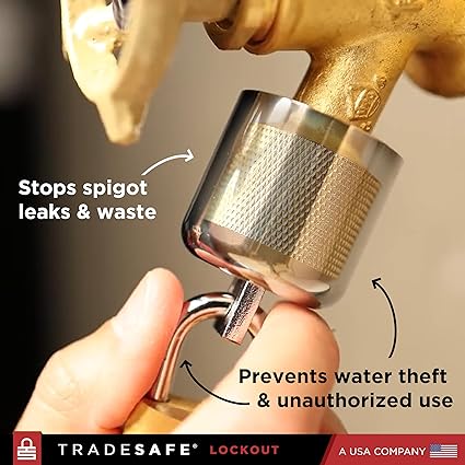 TRADESAFE Water Spigot Lock - Hose Bib Lock with Keyed Padlock, Prevent Water Theft, Unauthorized Faucet Use