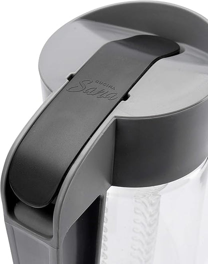Cucina Sana Fruit and Tea Infusion Pitcher with Lid for Flavorful Hydration  Fruit Water Infuser Pitcher 68 oz  Infused Water Pitcher BPA free  Water Carafe for Hot/Cold Water (black)