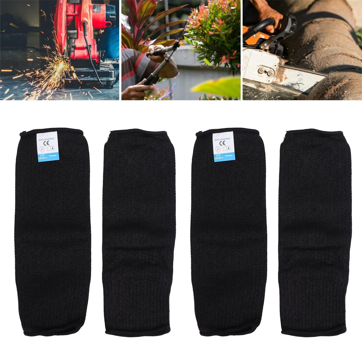 Protective Sleeves, avoid Cut Burn Resistant Sleeves Safety Protective Sleeves, avoid Heat Scratch & Cut Resistant Arm Sleeve with Finger Opening, Protectors for Safety Black (only 1 pais)