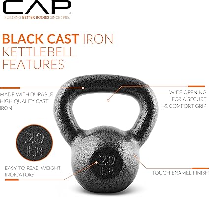 CAP Barbell Black Cast Iron Kettlebell Single or Set  10-80 Lbs