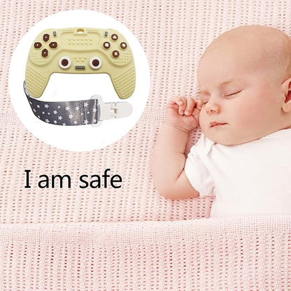 Teething Remote Control for Baby with Pacifier Clip, Funny Teethers for Baby for Baby Girl Or Boy,Teething Toys for Babies 3-6 6-12 Months((Yellow)