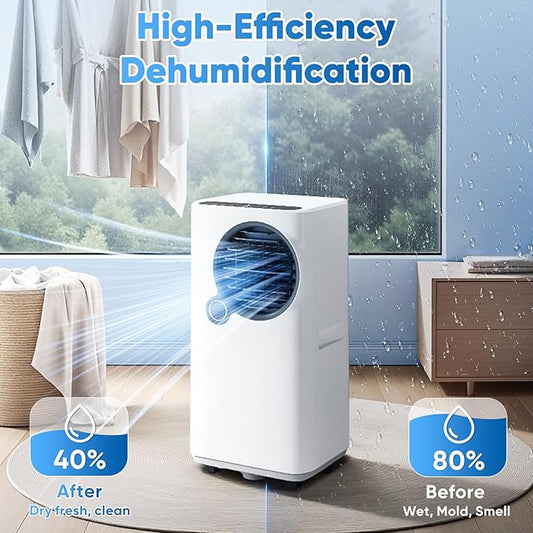 Portable Air Conditioners, 16000 BTU 6-in-1 Cooling, Dehumidifier & Fan, Ultra Quiet with 24H Smart Timer, Auto Shut-Off & Child Lock for Home/Bedroom/Office