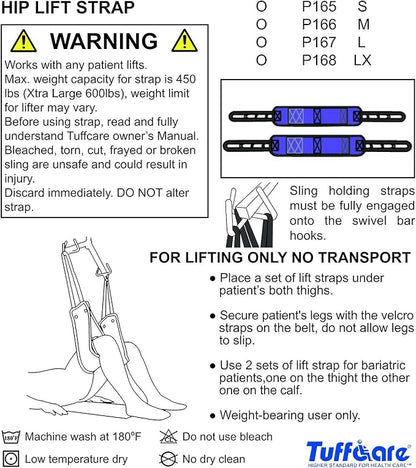Hip Lift Sling (Large) Solid Fabric, Non-Slip Polyester Sling, Inner Thigh Cuff Compatible with Hoyer, Invacare, McKesson, Drive, Lumex, Medline, Joerns and other Patient Lifts