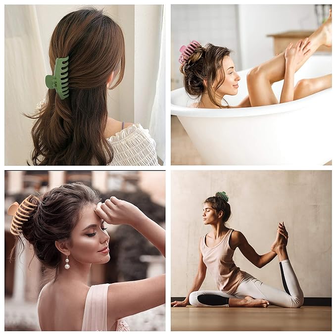 OWIIZI Hair Clip, 4.3" Matte Large Non-Slip Ponytail Jaw Barrette Strong Hold Banana Claw Clips for Women Long Thick Hair