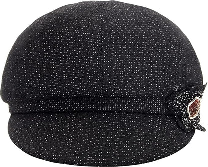 Women Retro Classic Visor Newsboy Cabbie Cap Beret Hats with Flower Buckle for Woman Ladies