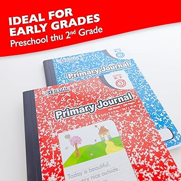 BAZIC Primary Journal 100 Sheet Marble Composition Book, PreSchool 1 Grade 2 Grade Comp Books Notebook, Learning Drawing, COLOR SENT RANDOM, 1-UNIT