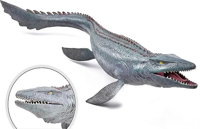 GeminiGenius Mosasaurus Dinosaur Toy with Movable Jaw, Large Marine Realistically Dinosaur, Ocean Dino World Animal Figure Toy Gift and Party Supplie for Kids