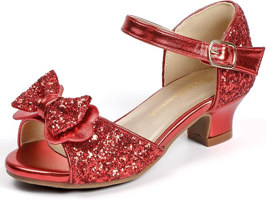 PANDANINJIA Wendy Girls Heels Dress Shoes Flower Girl Mary Jane Sandals Wedding Party Princess Shoes for Toddler Little Kid Big Kid