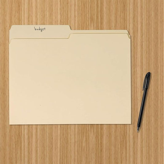 Basics File Folders, 12 Tab, 36-Pack, Letter (8.5Lx 11W) inches, Manila