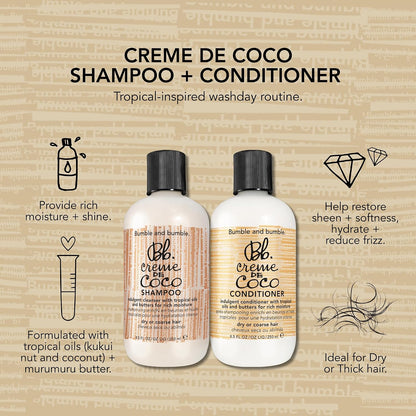 Bumble and bumble. Creme De Coco Conditioner | Provides Rich Moisture and Shine | Reduces Frizz | With Coconut Kukui Nut Murumuru Butter | For Dry Medium to Thick Curly, Wavy, Straight Hair