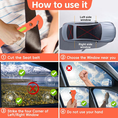 Window Breaker Seatbelt Cutter, 2-in-1 Emergency Escape Tool with Seatbelt Cutter, Car Glass Breaker for Family Rescue and Traffic Accident Emergency Escape (Does Not Include Holder)