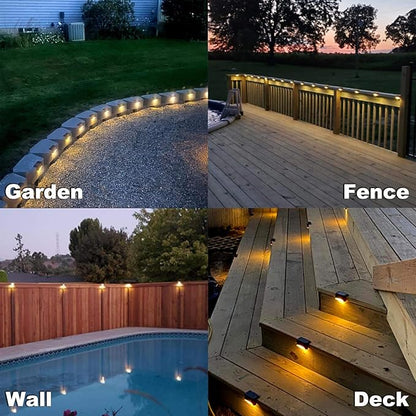 DenicMic Solar Deck Lights 16 Pack Solar Step Lights Outdoor for Patio, Deck,Stairs, Fence Post.,Step,and Yard, Weatherproof LED Deck Lighting Outdoor (Warm White)