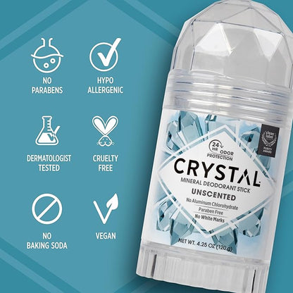 CRYSTAL Deodorant Stick (30003), Unscented, 4.25 Ounce