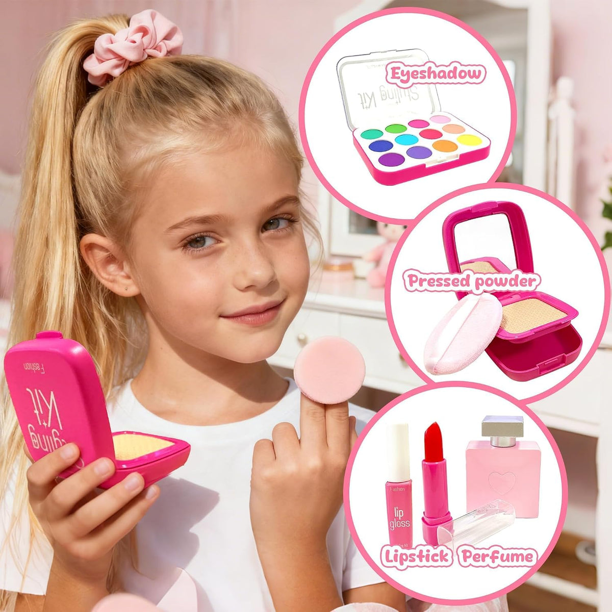 Comes With pretend headphones, Birthday Gifts Purse for Girls Ages 3-8, Toddler Purse Pretend Play Set | Little Girl Toys Include Wallet, Phone, Handbag, Sunglasses, Pretend Makeup for Dress Up, Birthday Gift, Christmas, Mommy .
