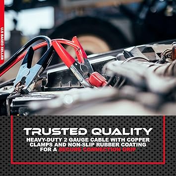 ABN Jumper Cables, 25ft Long, 2-Gauge, 600 AMP  Commercial Automotive Vehicle Booster Cables  Motorcycle Car ATV