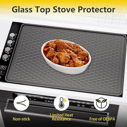 Extra Large Silicone Stove Top and RV Stovetop Cover - 28"x20" Heat Resistant Glass Cooktop Protector and XL Dish Drying Mat for Kitchen Counter
