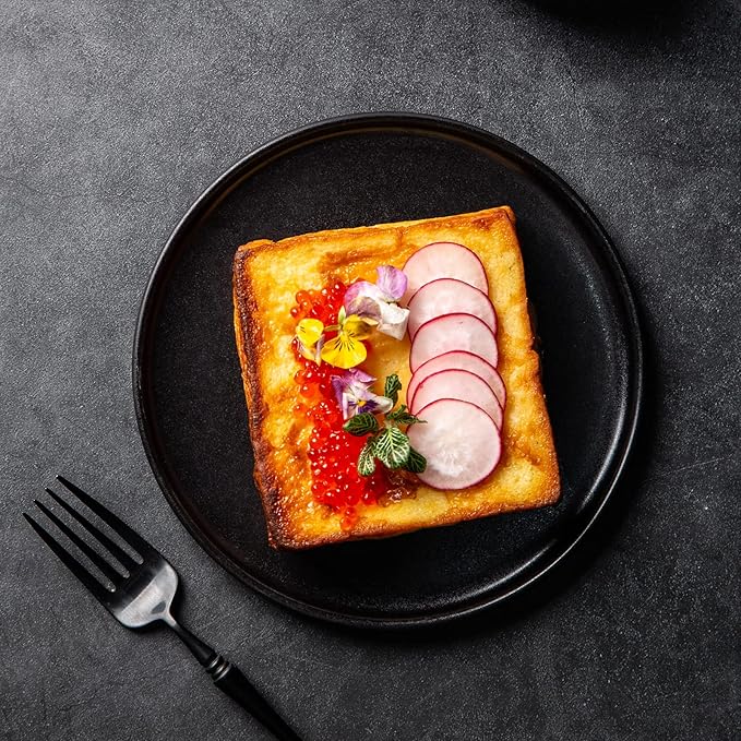 AmorArc Ceramic Dinner Salad Plates Set of 4, 8.5 Inch Reactive Matte Glaze Dish Set, Dessert, Salad, Appetizer, Small Dinner Plate, Microwave, Dishwasher Safe,Scratch Resistant,Reactive Matte Black