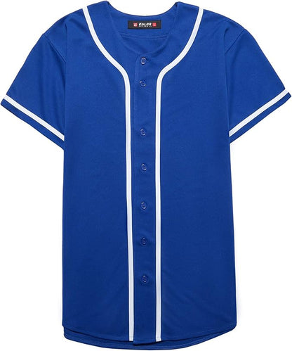 EALER BJ80 Series Mens Baseball Jersey Button Down Shirts Short Sleeve Hipster Hip Hop Sports Uniforms