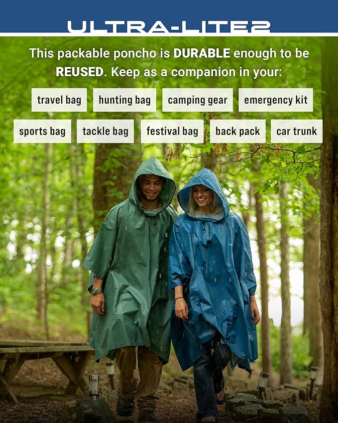 FROGG TOGGS Ultra-lite2 Waterproof, Breathable Rain Poncho, Adult and Youth Sizes