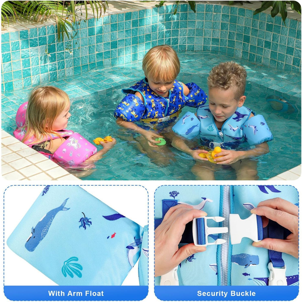 Toddler Swim Vest Kids Swimming Training Vest for Boys Girls Suitable for Age 1 to 8 Years 20Ibs - 46Ibs