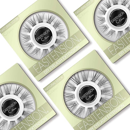 DIY Eyelash Extension, Glue Bonded Band Individual Lash 12 Clusters Natural Lashes Set, Home Eyelash Extension, C curl Lashes Pack (12MM-Natural)