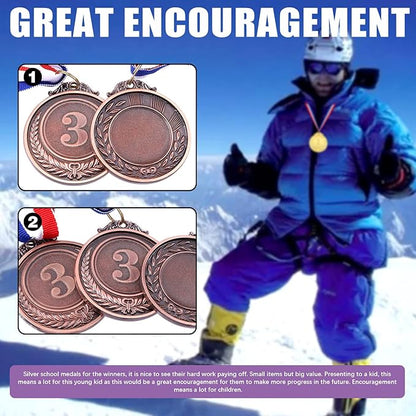 Swpeet Winner Medals Gold Silver Bronze Award Medals, 1st 2nd 3rd Award Medals with Neck Ribbon, Olympic Style Medals Prizes for Competitions, Party Decorations and Awards